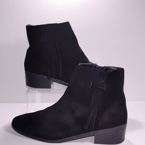 Bella Vita Black Ankle Booties with Tassel Accent